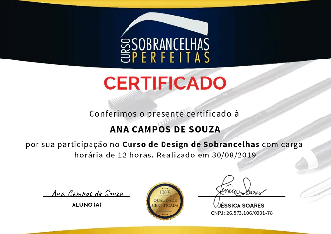 Curso Sobrancelhas Perfeitas Certificado